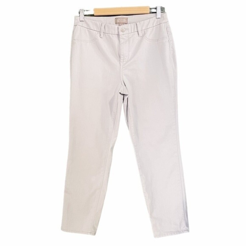 Chico’s Jeans Light Gray Stretch Skinny Denim Women’s Size 4 | Chicos 0.5 Ankle